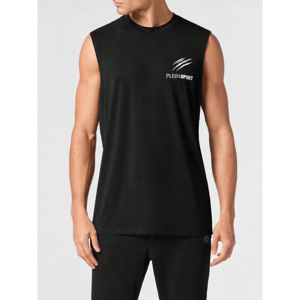 Plein Sport Men Plein Sport Contrast Logo Cotton Tank Top